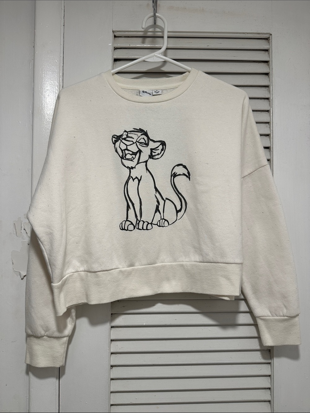 Disney Cream Sweatshirt with Black Lion Cub Graphic - Women's Top